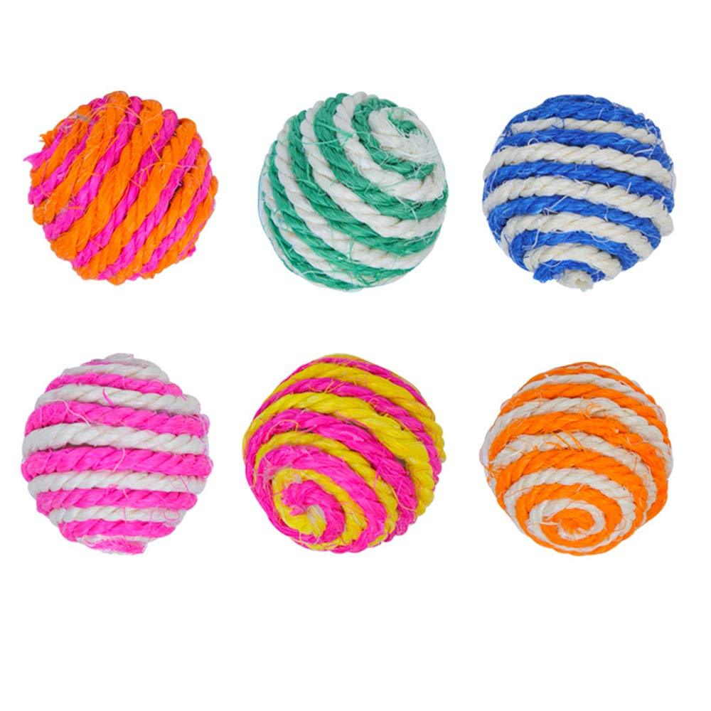 N\A 6Pcs Random Color Cat Play Chew Toy Cat Elastic Ball Pet Chew Toys Ball Interactive Pet Toys for Cats Kitten Dog Training Playing Chewing - PawsPlanet Australia