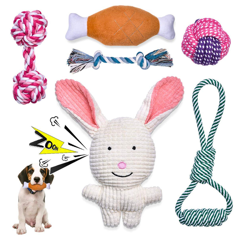 Feeko Squeaky Plush Dog Rope Toy 6 Pack for Puppy, Bulk with Squeakers for Small and Medium Dogs, Cute Puppy Chew Toys for Puppy Teething Toys, Durable, Safe, Non-Toxic and Interactive Pet Toys - PawsPlanet Australia
