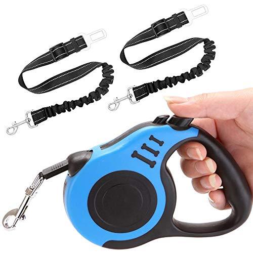 Retractable Dog Lead Extending Leash Tape 16.5FT（5M） Weight limit of 33Ibs | Dog Safety Belt for Car-Dog Seat Belt for Car -Dog Car Harness （3pcs） - PawsPlanet Australia