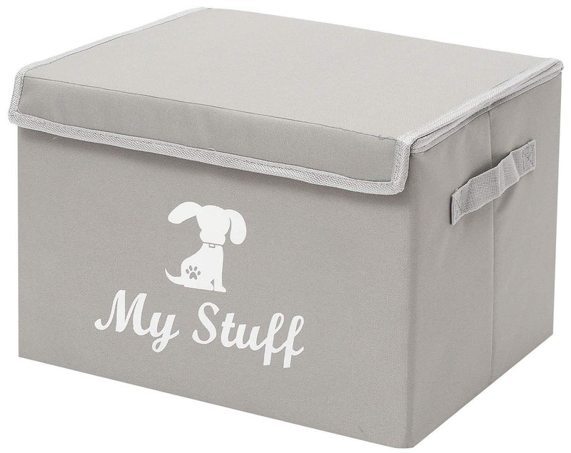 Brabtod Collapsible Storage Bins with Lids Canvas Foldable Dog Storage Basket for Organizer Toys, Kids, Pets, Blankets, Closet, Rectangular,Waterproof Inner-gray gray - PawsPlanet Australia