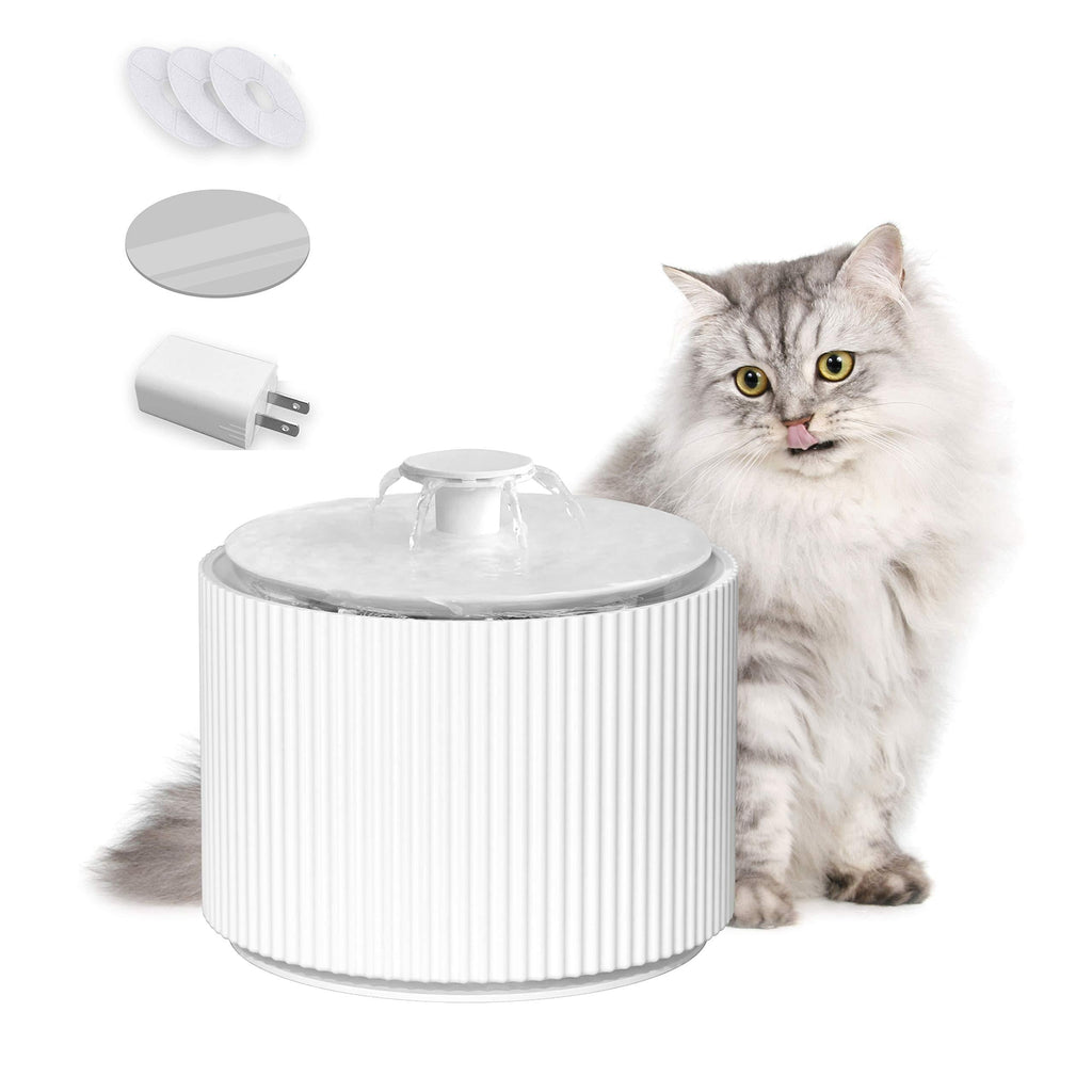 LINKFU Cat Water Fountain, 2.5L Automatic Quiet Pet Water Fountain with LED Light，USB Plug Cat Water Dispenser with 3 Organic Activated Filters and Non-slip Mat for Cats, Dogs, Small Animals - PawsPlanet Australia