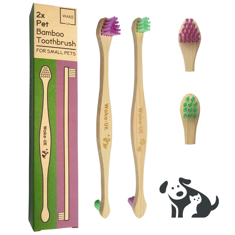 Pet Bamboo Toothbrush for Dogs Cats & Small Pets, Pack of 2 Double Head, Soft Teeth Cleaning Products, Organic Dental Care, Remove Plaque Off, Dog Breath Freshener, Eco Friendly Bamboo Dog Toothbrush For Cats & Small Dogs - PawsPlanet Australia