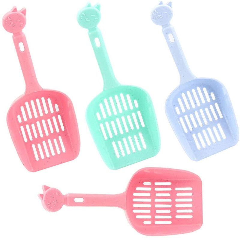 EIKLNN 4 Pieces Cat Litter Cleaning Tool, Plastic Pet Litter Scoops, Durable Cat Sand Sifter Shovel, Fit for Most Kind of Cat Poop and Litter (Random Color) - PawsPlanet Australia