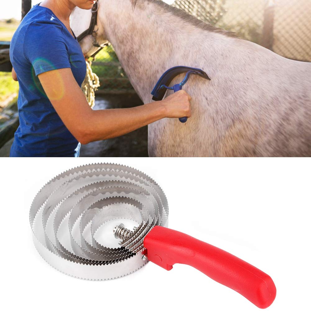 Metal Livestock Itching Brush with Six Stainless Steel Ringed,Curry Shedding Comb with Soft Hand Grip for Large Horse - PawsPlanet Australia