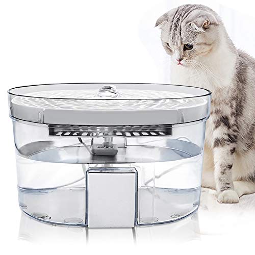 XRDZYXGS Pet Water Dispenser, Cat Water Fountain with 2L Large Capacity Transparent Water Tank, Automatic Water Feeder with Carbon Filtration for Dogs, USB Powered Ultra-Quite Pet Water Bowl - PawsPlanet Australia