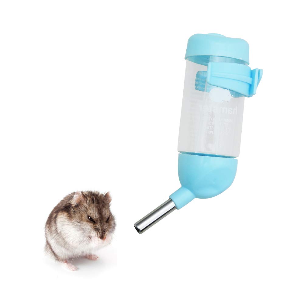 WishLotus Hamster Dispenser Bottle, No Drip Plastic Hanging Water Bottle Automatic Water Bottle Dispenser Cage Bowl with 2 Rolling Balls for Rabbit, Guinea Pig, Rat, Gerbil, Chinchilla (80ml, Blue) 1 Count (Pack of 1) - PawsPlanet Australia