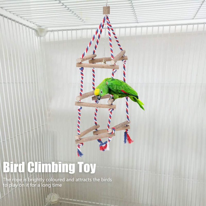 Bird Toy, Parrots Standing Climbing Perches Wooden Ladder Cotton Rope Living Tower Hammock Hanging Decor for Parakeets Macaws Finches Mynah Budgies and Lovely Birds - PawsPlanet Australia