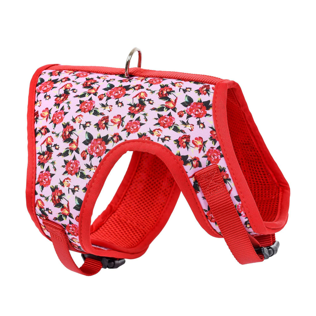 Mile High Life | Easy Step in Air Mesh Vest Harness | Spring Floral Collection | Adjustable Easy Closures both Neck and Chest |20 lbs Small Dogs & Cats | M | Peony Rose M Chest Size (18"-20") - PawsPlanet Australia