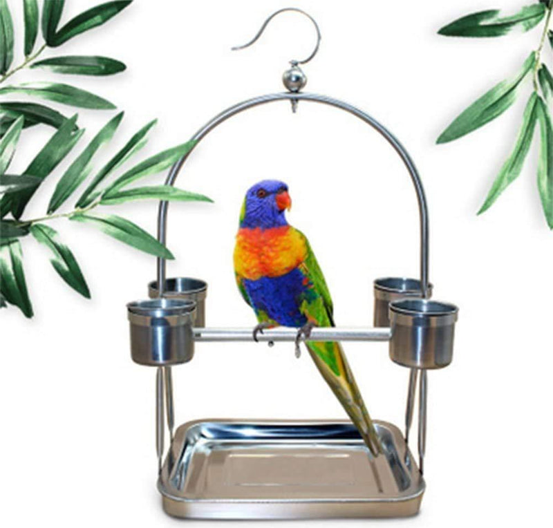 AMONIDA Stainless Steel Stand, Stand Cage Stand Feeder, with 4 Feeder Cup Parrots for Cockatoo - PawsPlanet Australia