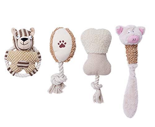 FURRY HEROES Dog Toy Set - Soft Plush Squeaky Rope Toys for Small and Medium Dog or Puppy - 4 Pack - Play Activity, Boredom or Training - PawsPlanet Australia