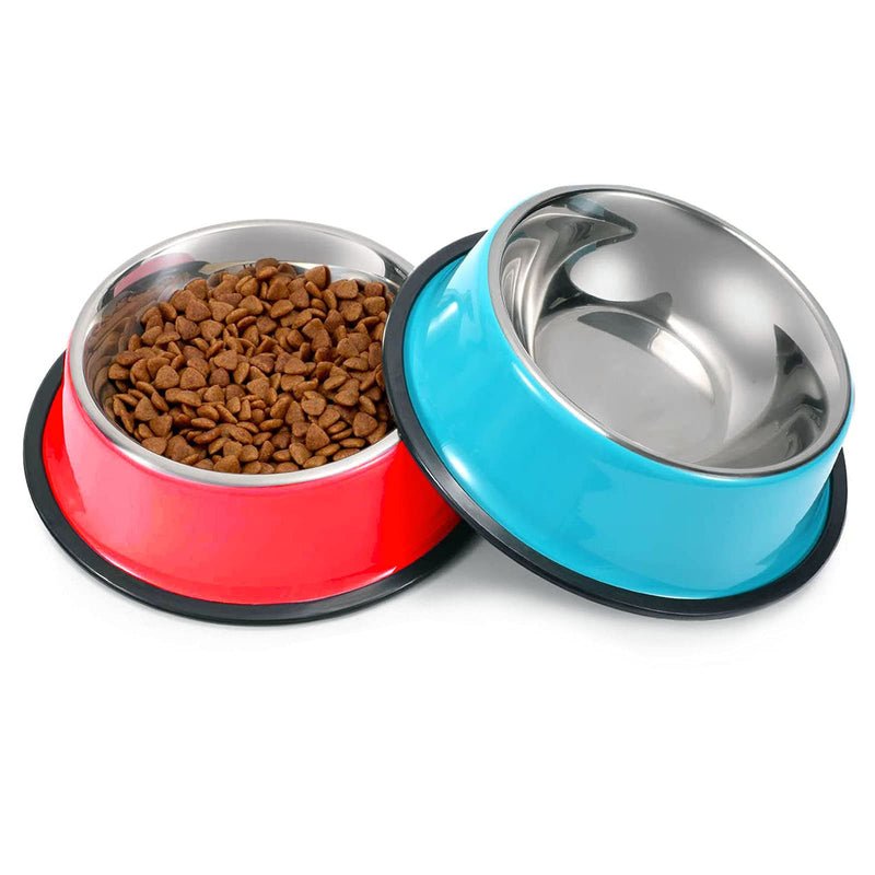 SUOXU Dog Bowls,Pieces Stainless Stee Cat Bowls for Kittensl,Non-Slip Cat Feeding Bowls,Multifunctional Dog Cat Food Bowl, Small Pet Color Food Bowls And Water Bowls,Pack of 2 XS-7oz/195ml - PawsPlanet Australia