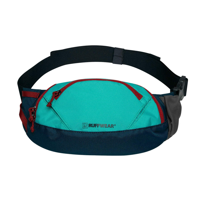 RUFFWEAR, Home Trail Hip Pack, stow-and-go bag to carry essentials, two zippered compartments and an adjustable belt for wearing on the hip or crossbody, Aurora Teal - PawsPlanet Australia