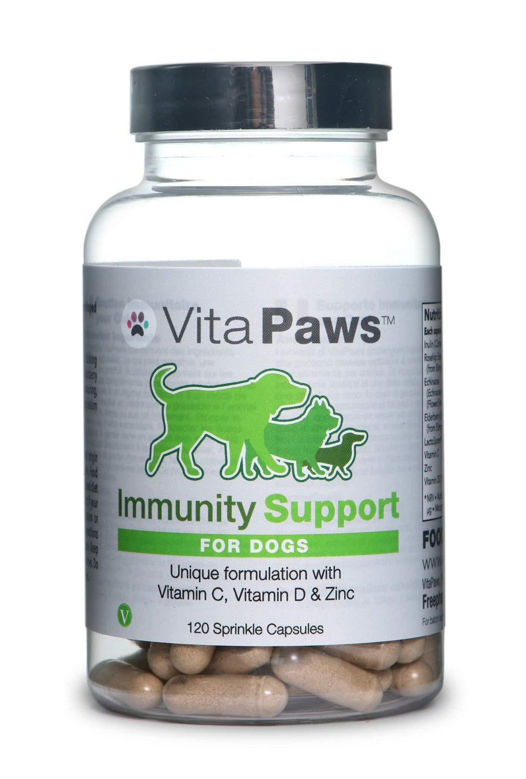 Immune Support Supplement for Dogs | Vitamin C, D & Zinc | Chicken Flavour | 120 Capsules = Up to 4 Month Supply - PawsPlanet Australia