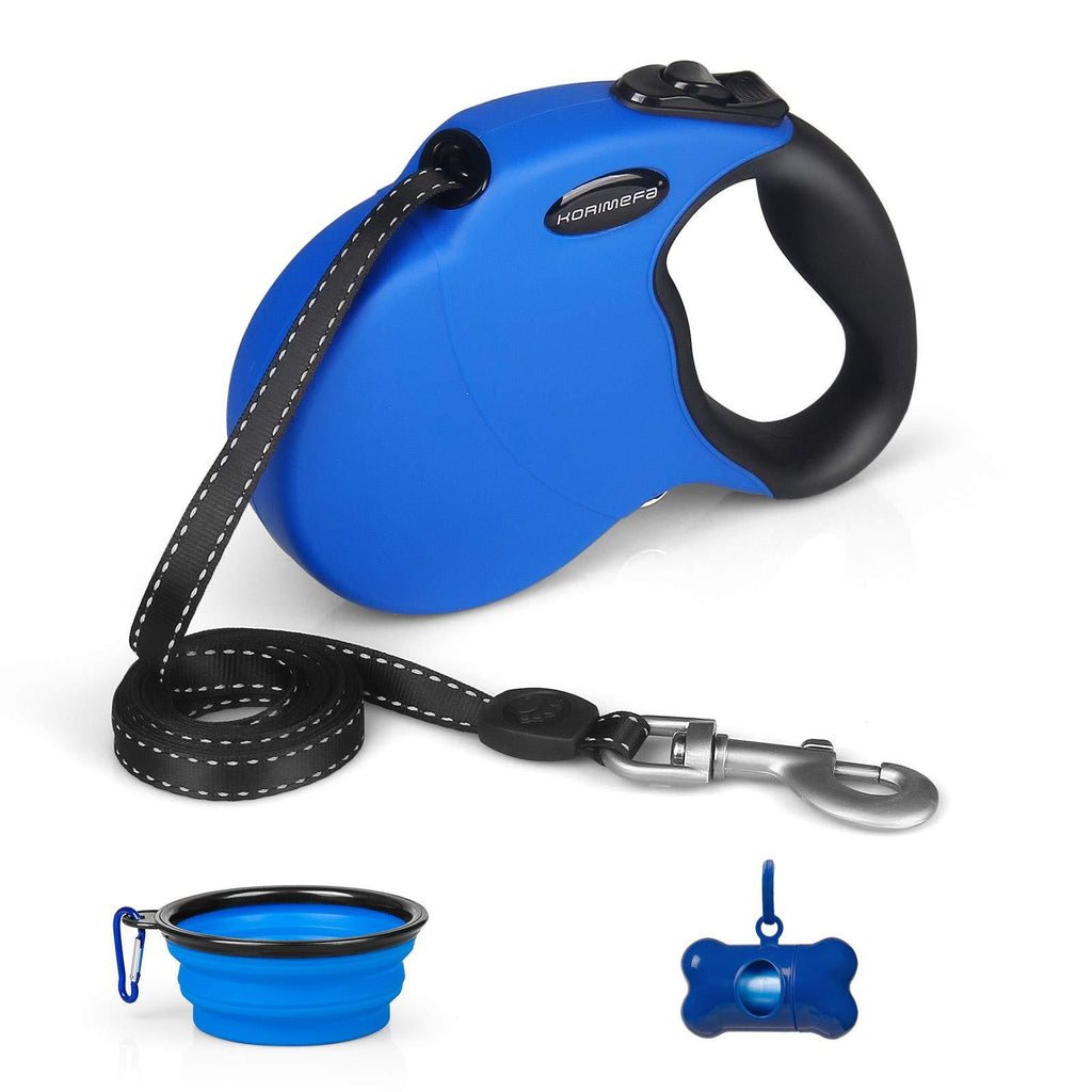 KORIMEFA Retractable Dog Leash Extendable 16FT Heavy Duty Pet Walking Leash for Dog or Cat up to 110lb, 360° Tangle-Free, One-Handed Brake (Dark Blue) 16FT/5M Dark Blue - PawsPlanet Australia