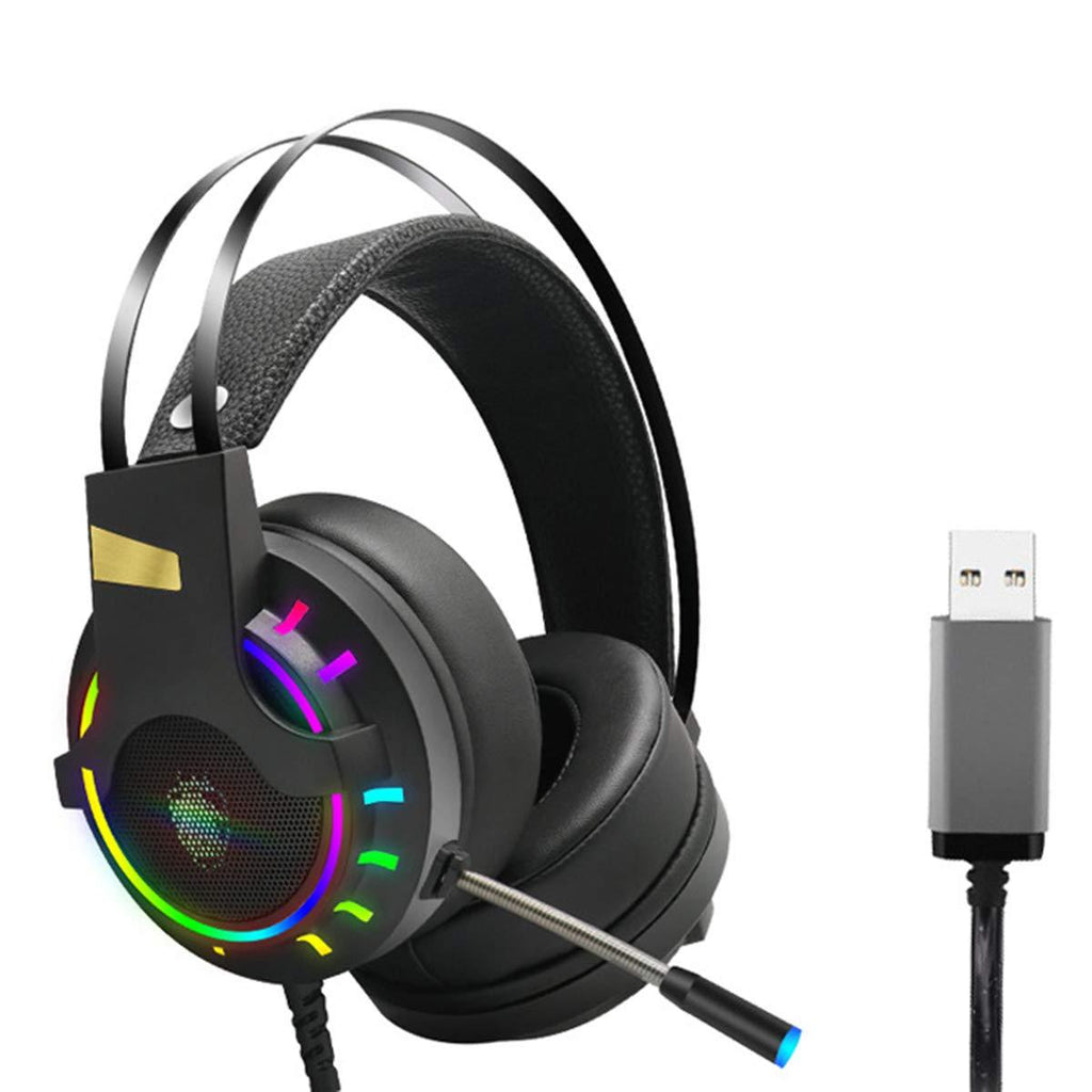 Yinuoday PC Gaming Headset, USB Gaming Headphone PC Over Ear Headphone with Mic 7.1 Surround Sound Headphone for PC Laptop Computer USB Plug - PawsPlanet Australia