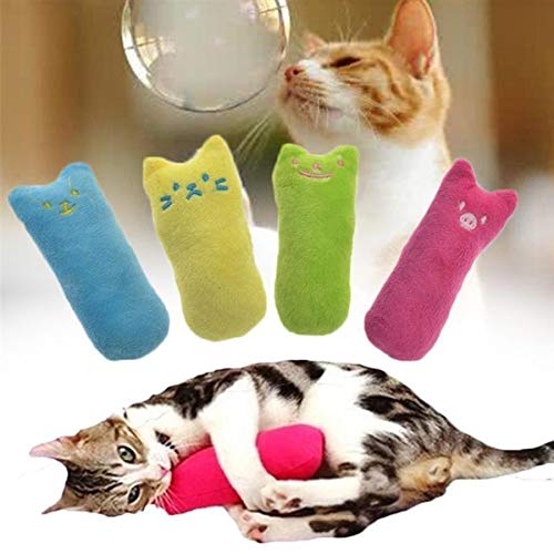 Bark and Purr Plush Cat/kitten Toy, Chewing vocal toy, Teeth Grinding, cat mint for cats, Assorted Colours, pack of 3, Size 4 cm W 9.5 cm L, Shape Thumb Cat - PawsPlanet Australia