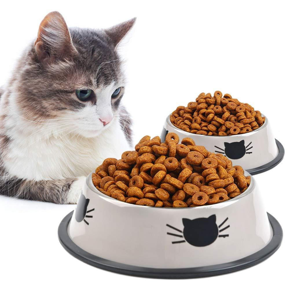 BUYGOO Set of 3 Cat Bowl Cat Food Bowl 15.5 x 4.5 cm Stainless Steel Non-Slip Multi-Purpose Cat Feeding Bowl Cat Bowls Set of 3 - PawsPlanet Australia