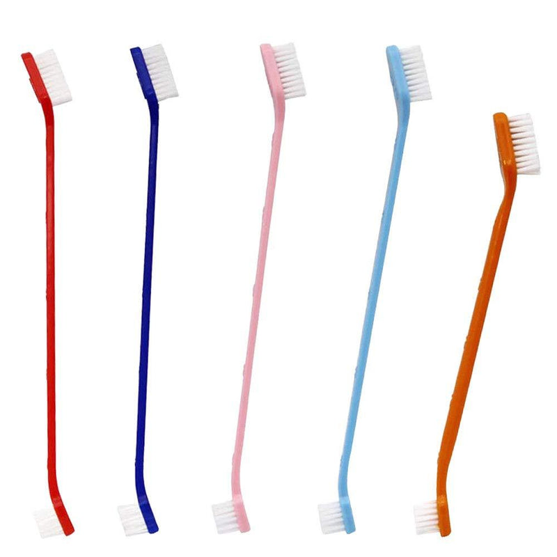 N\A 5 Pcs Pet Toothbrush Dual Headed Long Handle Dog Toothbrushes for Pet Dental Care - PawsPlanet Australia