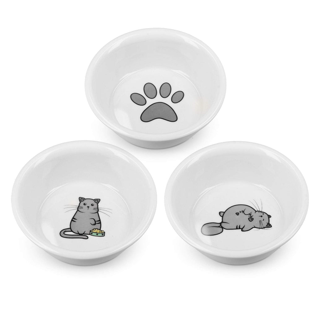 Navaris Cat Bowls - Set of 2 Porcelain Dog, Puppy, Kitten, Cat Food and Water Bowls - Replacement Bowls for 50174.03 Elevated Feeding Station - PawsPlanet Australia
