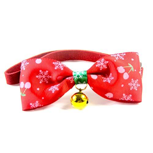 Losuya Pet Christmas Collar With Bell Bowknot Adjustable Neck Strap for Pet Lovely Sweet Neck Decoration (Red) Red - PawsPlanet Australia