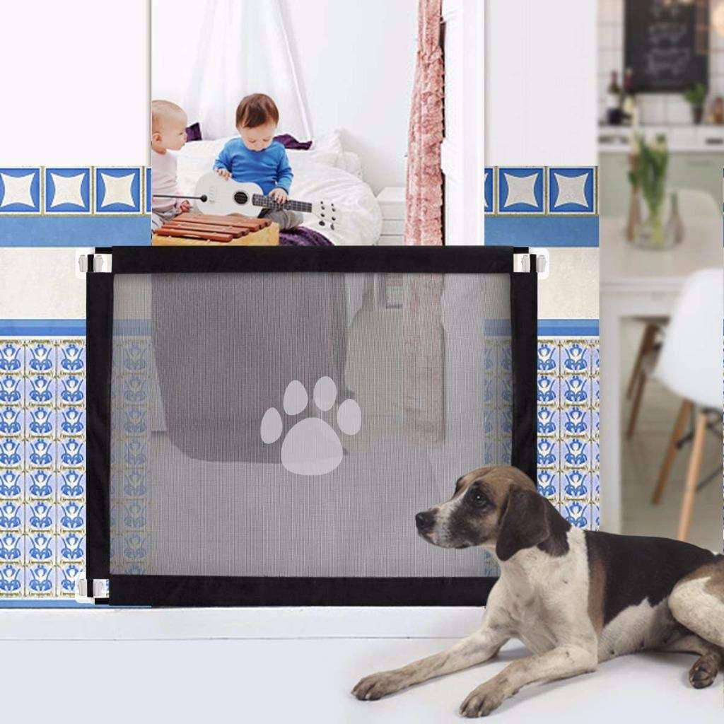 Mcree Dogs Magic Gate 80 x 100cm, Easy to Install Pet Safety Gate for Dogs Lockable Safety Guard, Portable Folding Mesh Magic Gate, Safe Guard Install Anywhere, Safety Fence for Doorway (Magic Gate) - PawsPlanet Australia