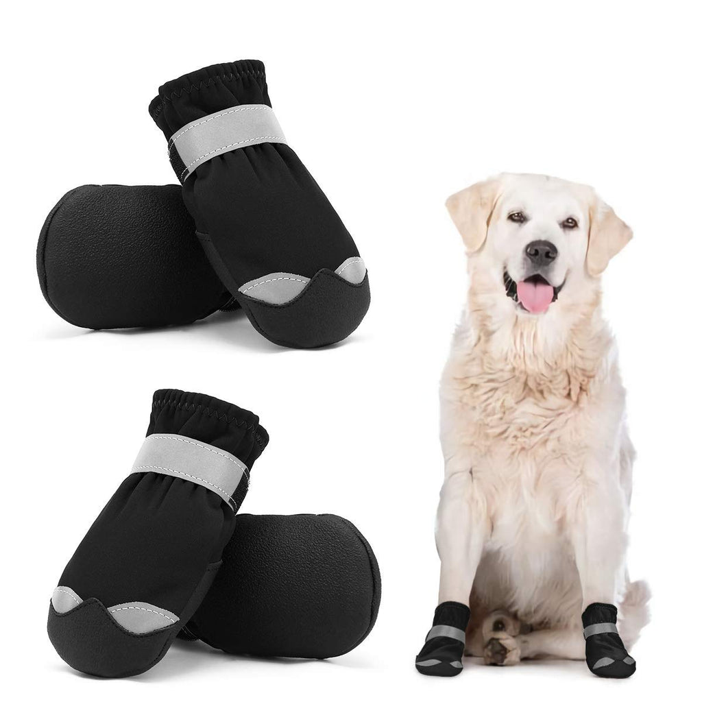Dog Shoes Protective for Large Medium Pet Dog Socks 4PCS Anti-Slip Dog Boots Sole Paw Protector with Reflective Straps Wear-resistant Dogs Booties Sports Walking Outdoor Black 4# 4# (Inside Width 5.5cm/2.2in) - PawsPlanet Australia