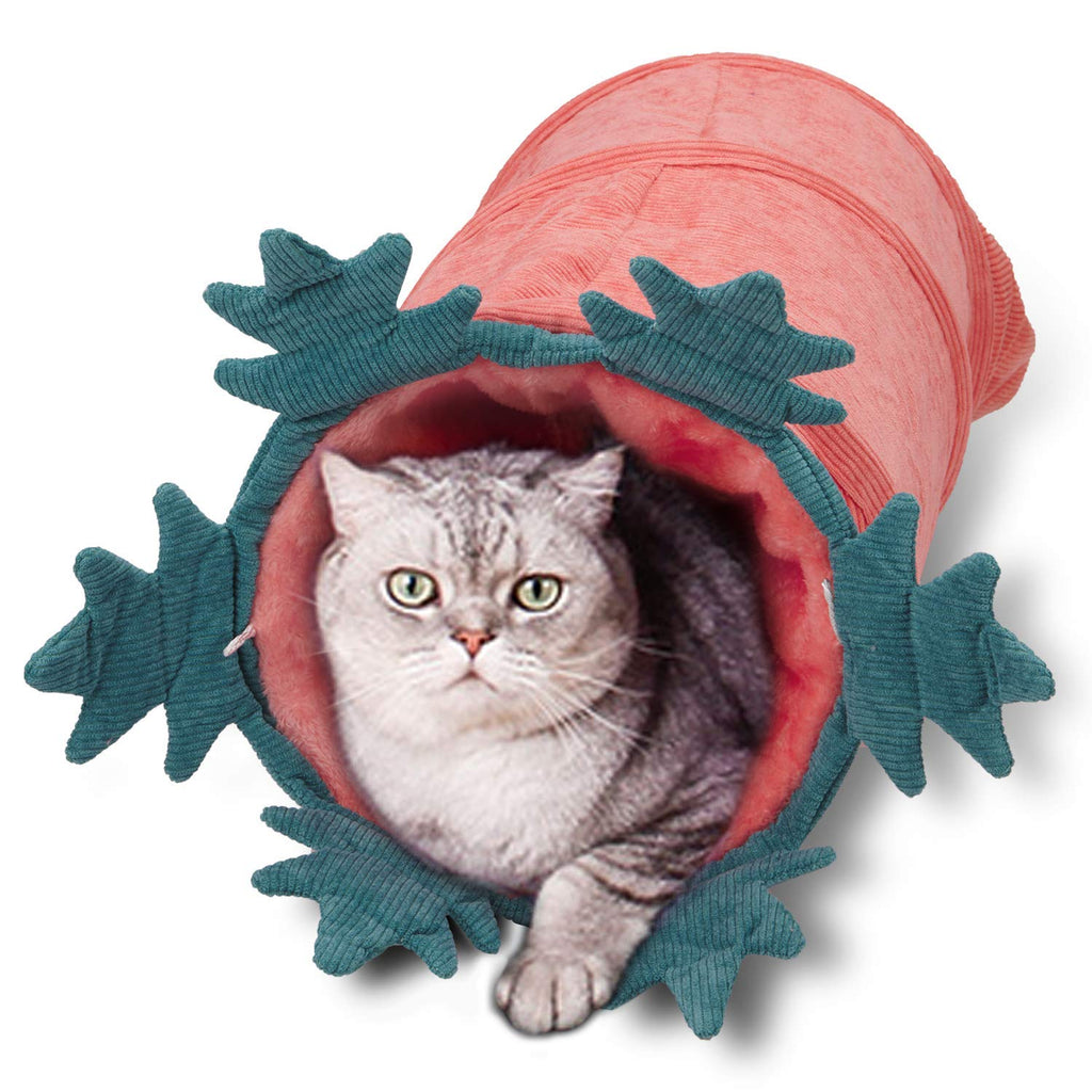 Dociote Cat Play Tunnel & Bed Crinkle Sound Cat Puppy Tunnels Bed Toy Cushion Soft Plush Cat Tube Playground Tunnels Mat Pet Collapsible Cat Play Toy Interactive Play Tunnel 25 * 56cm Carrot Shape Red - PawsPlanet Australia
