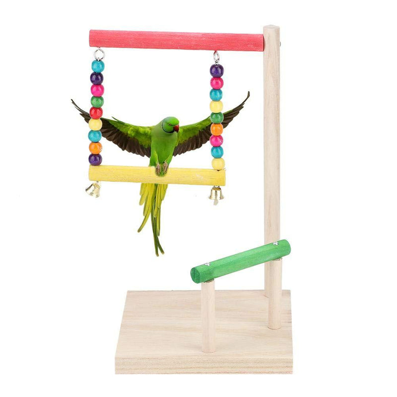 GOTOTOP Parrots Standing Branches, Natural Wood Bird Cage Perch Stand Rod Stick Bird Bite Chew Toy with Bellsfor Parakeet Bungee Canary Cockatiel Lovebirds - PawsPlanet Australia