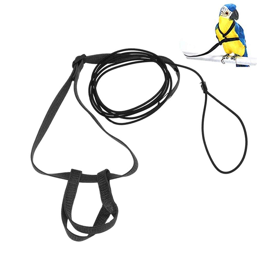 ASOCEA Adjustable Parrot Bird Harness Leash Budgie Nylon Lead Pet Outdoor Flying Training Anti-Bite Rope for Small Lovebird Cockatiel Mynah Small Birds - Black - PawsPlanet Australia