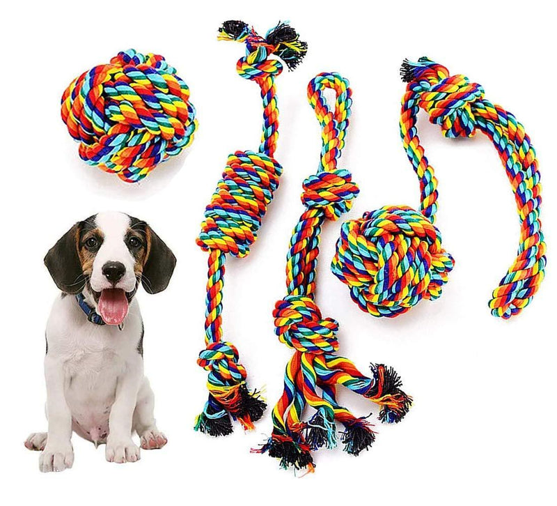 GZGZADMC Puppy Dog Rope Toys, Dog Toys Chew Rope Set for Teething, Tug and Play, Rope Dog Toy Durable Chew Material Puppy Toys Set for Puppy& Medium Dogs (4Pcs) - PawsPlanet Australia