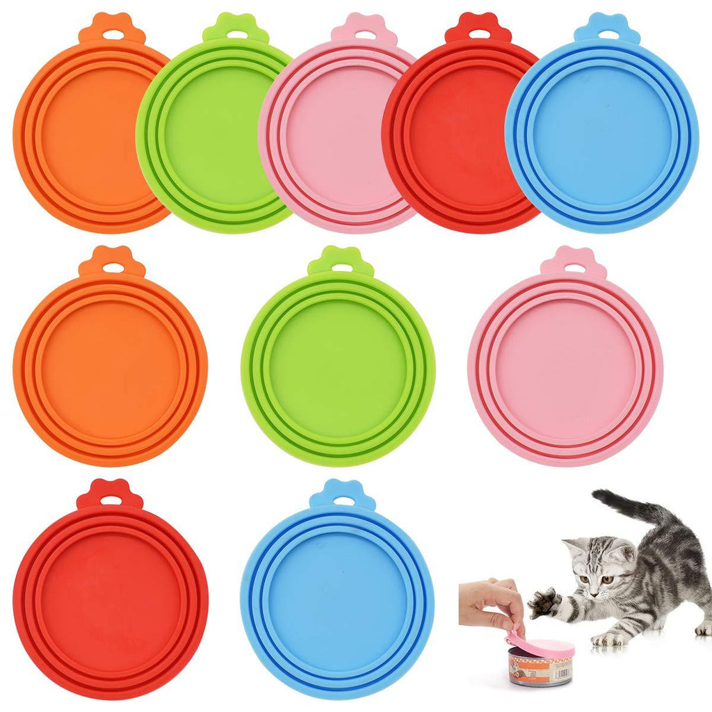 Zliger 10 Pcs Silicone Pet Can Covers Dog Cat Food Can Lids Pet Food Cover Universal Food Lid for Cat Dog Can Food - PawsPlanet Australia