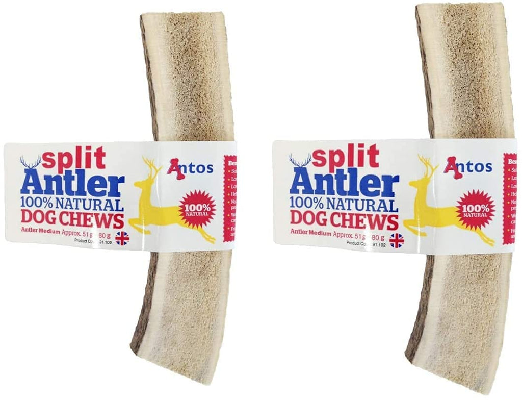 Antos Split Antler Medium Chews For Dogs Pack of 2 Split Horns Organic Chew Dog Toy - PawsPlanet Australia