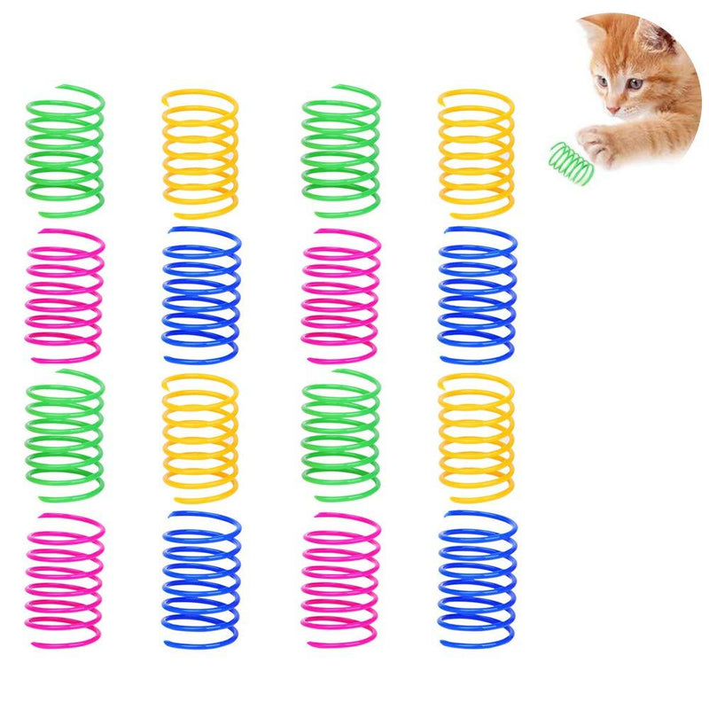 afdg Cat Toy Spring, 16 Pieces Cat Toy Plastic Coil, Spiral Springs, Pet Interactive Toys for Kitten Pets Novelty Gift, Toys for Cat, Cat Chew Toys, Teeth Cleaning (4 Colors) - PawsPlanet Australia