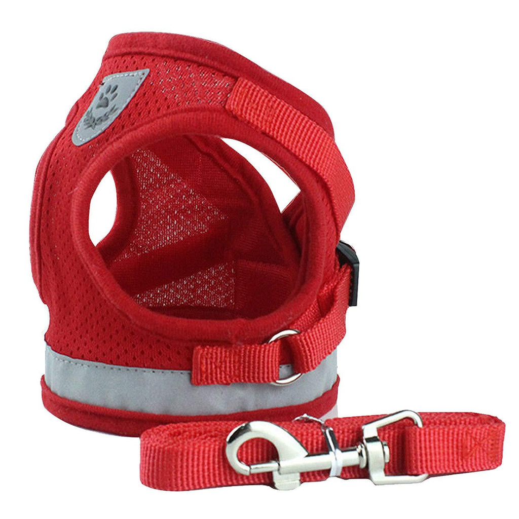 Shinmax Dog Harness Seat Belt Set,Reflective adjustable pet vest strap for small Medium Dogs,Breathable Chest Padded Mesh Adjustable Harnesses XS Red - PawsPlanet Australia