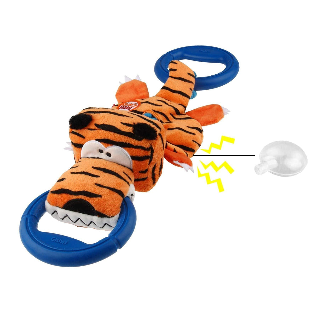 Suhaco Squeaky Tug of War Dog Toys Durable Dog Plush Toy Chew Toys Tiger Shape Training Toy For Small/Medium Dogs - PawsPlanet Australia