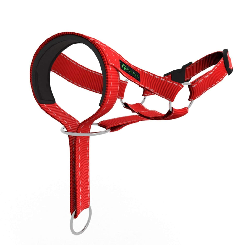 ILEPARK Dog Head Collars for Training, Colorful Head Harness for Dogs to Stop Pulling, Adjustable and Easily Control Head Halter (M,Red) M Red - PawsPlanet Australia