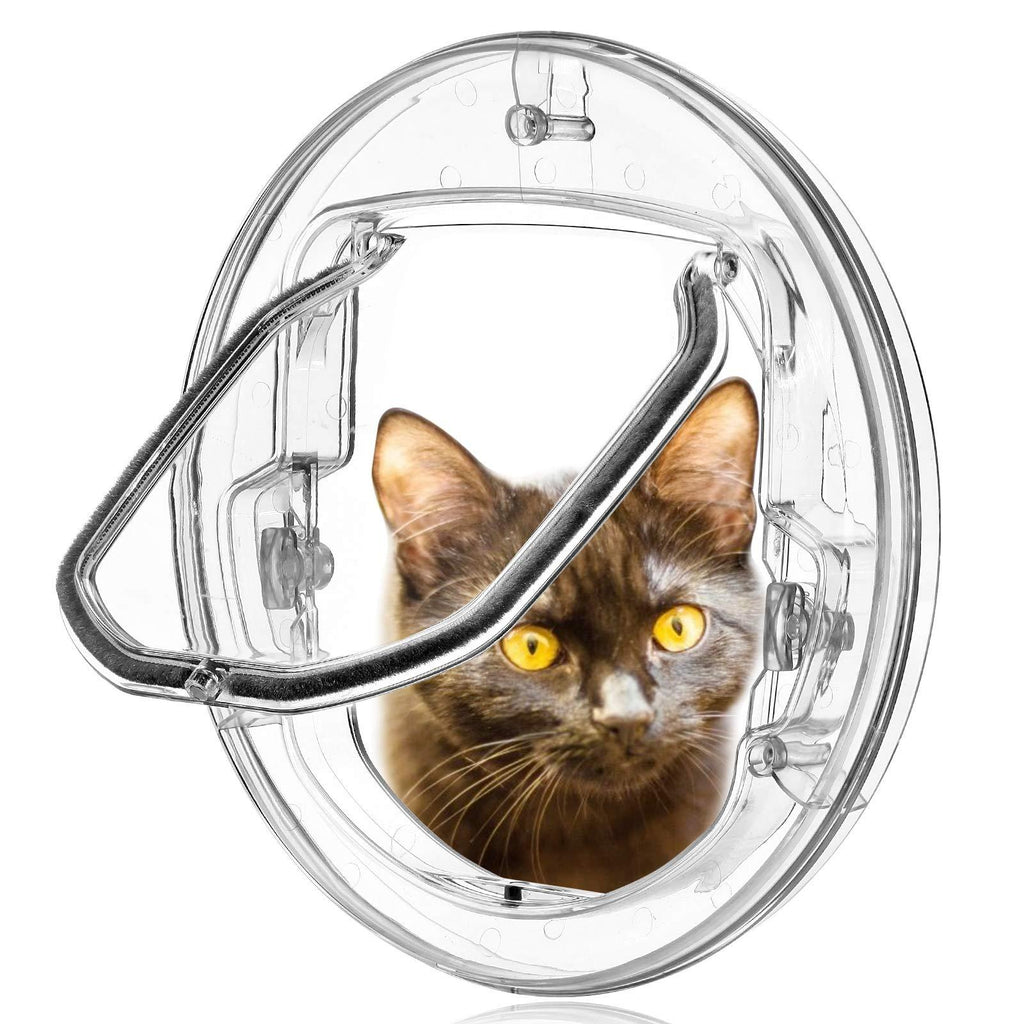 Smilelove Cat Flap Pet Flap Small Dogs Cats Door with 4 Options Lock Round Clear Cat Flap with Door Liner Kit Best - PawsPlanet Australia