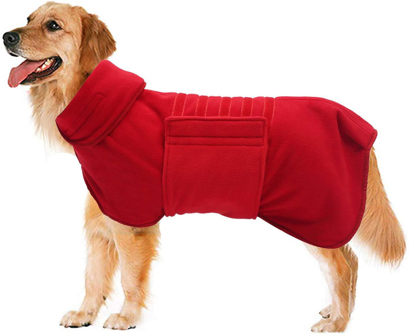 Ctomche Fleece Dog Coat Pet Jacket Reflective for Cold Weather，Reflective Dog Winter Coat Sport Vest Jackets Snowsuit，Windproof Warm Fleece Jacket for dogs Red-L Large (Length:56CM-59CM) - PawsPlanet Australia