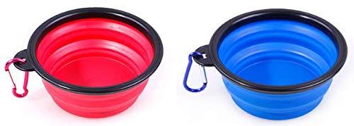 SMIN 2 Pack Collapsible Pet Bowl, Food Grade Silicone Foldable Expandable Cup Dish for Pet Dog Cat Food Water Feeding Portable Travel Bowl with Free Carabiner - PawsPlanet Australia