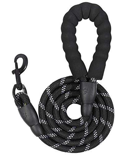 SMIN 5 FT Strong Dog Leash with Comfortable Padded Handle and Highly Reflective Threads Dog Leashes(Black) - PawsPlanet Australia