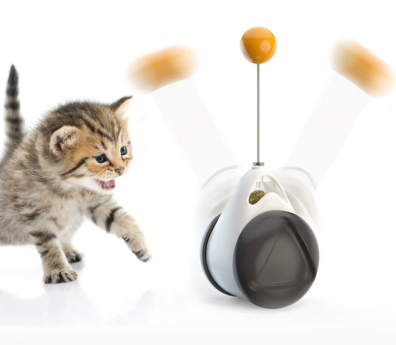 HETIAL Cat Toy with Catnip, Balanced Rotating Ball Indoor Cat Chasing Toy, Interactive Kitten Swing Toy, Black-White - PawsPlanet Australia