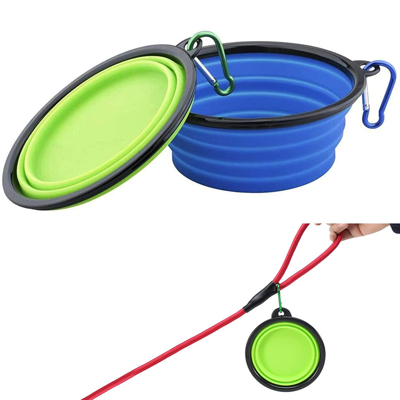 2 foldable travel bowls for pets, 2 silicone food bowls, portable pet drinking bowls. A folding travel bowl suitable for dogs, a food bowl that can be carried around - PawsPlanet Australia