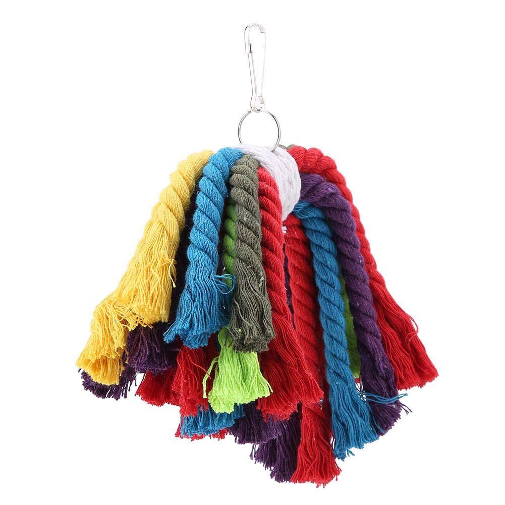 Birds Chewing Toy, Colorful Hanging Cotton Rope Pet Parrot Bite Shred Toy Foraging Swing Perches Budgie Cage Accessories for Parakeet Cockatiel Macaw - PawsPlanet Australia