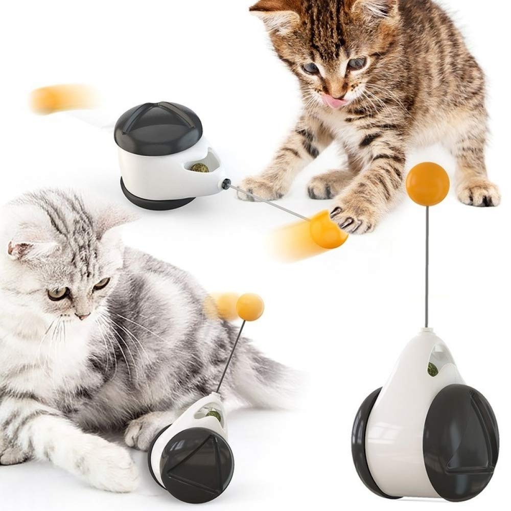 Interactive Cat Toys Chaser, Balanced Cat Chasing Toy Rotating Ball Toys for Cats Kitten Orange - PawsPlanet Australia