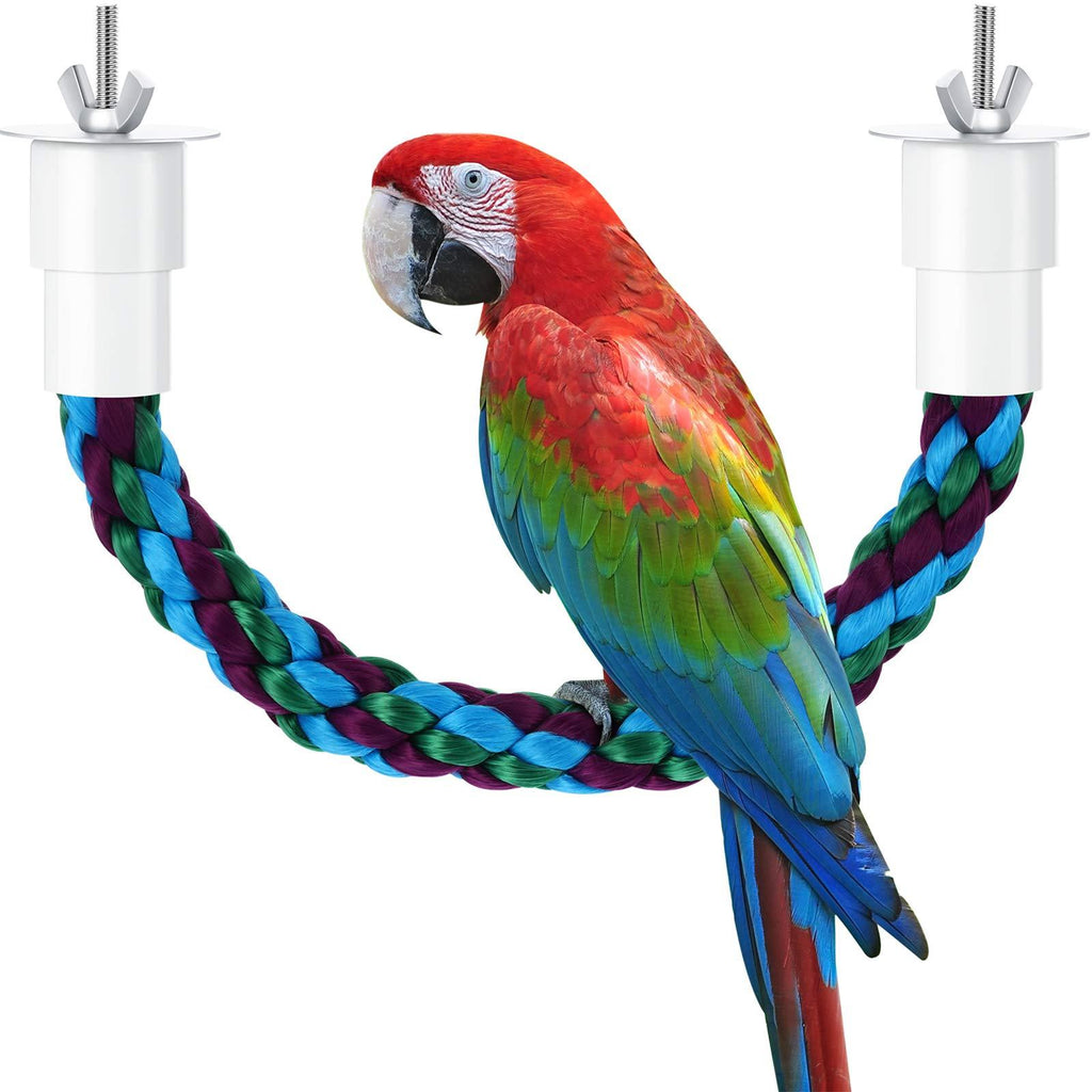 Bird Perch Rope Bungee Bird Toy Rope Bird Cotton Rope Colorful Bird Rope Relaxing Balancing Coordinating Agility Bird Rope for Small Parakeets Cockatiels, Conures, Macaws, Lovebirds, Finches, 30 cm - PawsPlanet Australia