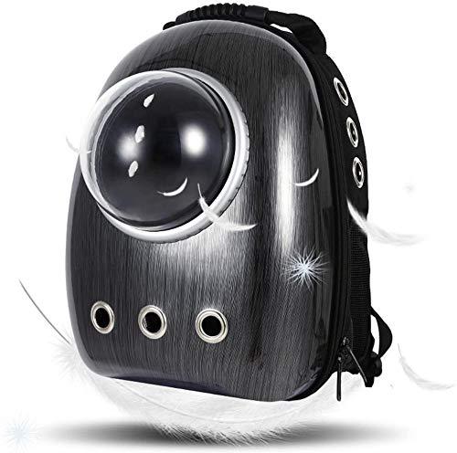 YEAKOO Portable Travel Pet Carrier,Space Capsule Bubble Design, Black Waterproof Handbag Backpack for Cats, Small Dogs and Puppies Rabbits Ferret (Black) - PawsPlanet Australia