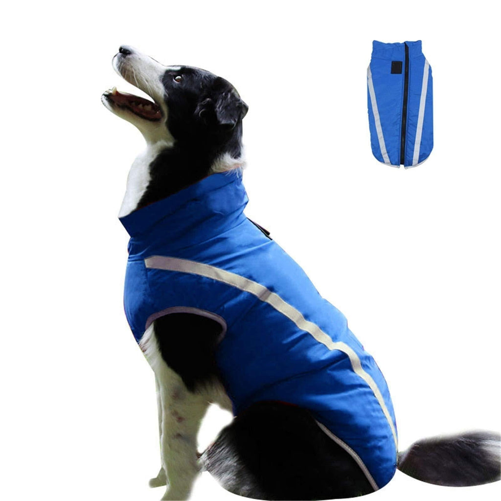 XunHe Waterproof Dog Coat, Reflective Waterproof Dogs Winter Warm Jacket, Outdoor Sport Adjustable Dog Clothes with Soft Fleece Cotton Lined for Medium Large Dogs with Harness Hole - PawsPlanet Australia