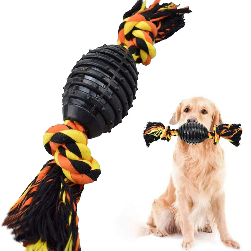 Durable Dog Chew Toys for Aggressive Chewer, Combine Ball Rope Dog Toy 13.5 Inch Nearly Indestructible Dog Toy with Convex Design for Puppy Small Medium and Large Dogs Black - PawsPlanet Australia