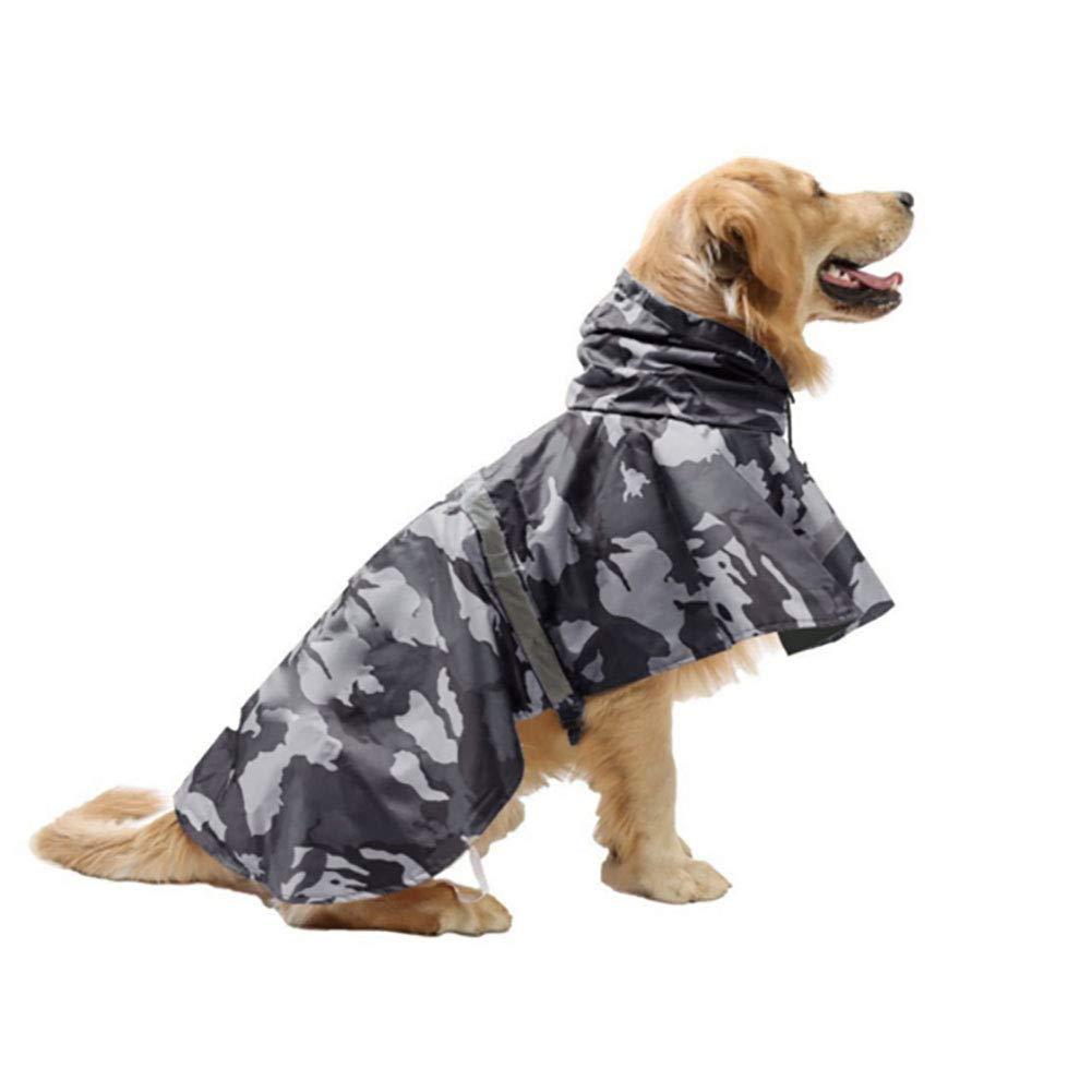 Adjustible Dog Raincoat, Dog Raincoat, Hooded Slicker Poncho, Pet Waterproof Coat Outfit for Walk, Rain Jacket Poncho Hoodie Rain Protection with Reflection Strip Slicker Poncho Dogs and Puppies X-Large (Pack of 1) Grey Camo - PawsPlanet Australia