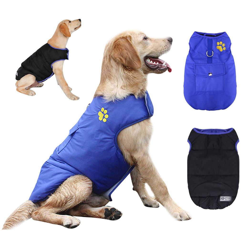 KINGLEAD Dog Coat Double Sides Jacket For Warmth, Chest Protector Puffer Pet Dog Puppy Clothes Vest For Autumn Winter L Blue - PawsPlanet Australia